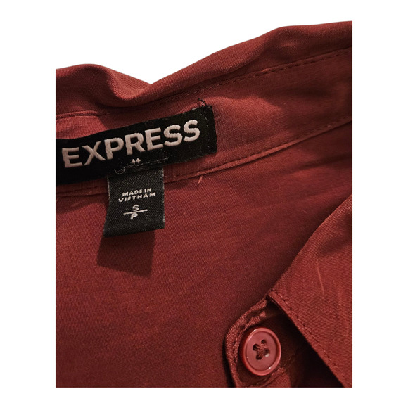 Express Women's Size Small Red Long Sleeve Button Up Shirt - Picture 3 of 8